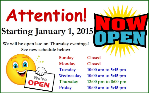 New Hours 2015